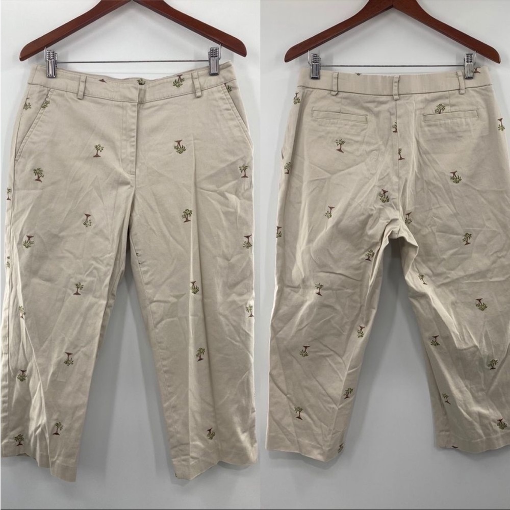 Briggs New York Palm Tree Embroidery Print Crop pants size 10